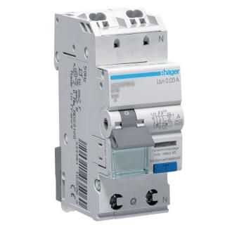 Wyłącznik różnicowoprądowy z członem nadprądowym 1P+N 6kA B 20A/30mA Typ A Quick Connect, RCBO; ADS920D, HAGER  ADS920D/HAG