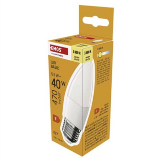 Żarówka LED Basic świeczka / E27 / 5,5 W (40 W) / 470 lm / 470 lm / Ciepła biel  ZL4F22/EMO