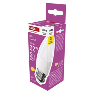 Żarówka LED Classic świeczka / E27 / 2,6 W (32 W) / 350 lm / neutralna biel  ZQ4D13/EMO