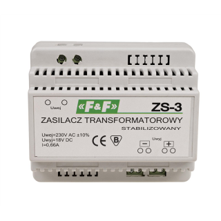 Zasilacz stabilizowany 18V DC 0,66A ZS-3  ZS-3/FIF