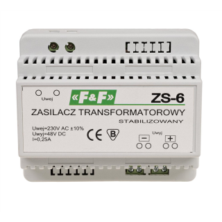 Zasilacz stabilizowany 48V DC 0,25A ZS-6  ZS-6/FIF