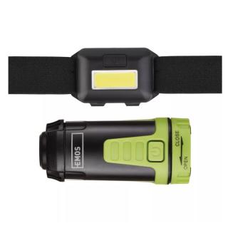 Zestaw: Latarka czołowa LED COB + Mini lampa kempingowa LED  P4007/EMO