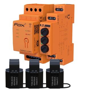 Zestaw monitor z zabezpieczeniem - licznik zużycia energii elektrycznej 3-fazowy(3F+N) 40A z zabezpieczeniem LK-BZ-3, WI-FI, FOX ENERGY 3; Wi-MEF-3-40SET, FF FILIPOWSKI  WI-MEF-3-40SET/FIF