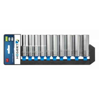 Zestaw nasadek sześciokątnych 10 szt., 1/2", długie, CrV  HT1A888/GTV