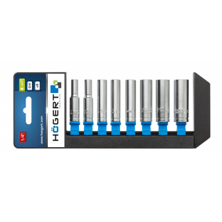 Zestaw nasadek sześciokątnych 8 szt., 1/4", długie, CrV  HT1A886/GTV