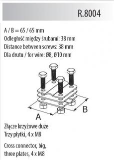 Złącze krzyżowe duże (trzy płytki, 4xM8) ocynk ogniowy, R.8004; PAWBOL  R.8004/PAW