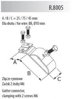 Złącze rynnowe zacisk 2 śruby M6 ocynk ogniowy; R.8005, PAWBOL  R.8005/PAW