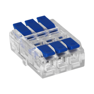 Złączka instalacyjna zaciskowa 3-przewodowa, dwustronna; na dowolny przewód 0,75-4mm2; IEC 250V/32A; worek 9 szt.  OR-SZ-8021/3/9/ORN