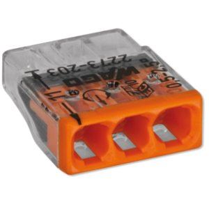 Złączka, szybkozłączka COMPACT 3x0,5-2,5mm2 transparentna/pomarańczowa WAGO (opk. 100 szt.)  2273-203/WAG