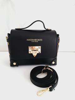 Torebka kuferek skórzana  Massimo Contti w kolorze czarnym