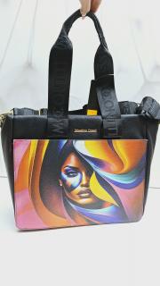 Torebka shopper Massimo Contti czarna z wymienną klapką kobiety