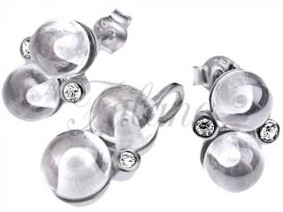 Delikatny lśniący komplet z kryształowymi kulami kuleczkami balls wkrętki srebro 925 mz268 - 11,8g.