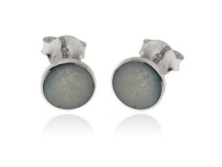 Kolczyki srebrne Kółka płaskie 6mm Opalizująca masa k3691-5  0,6g.