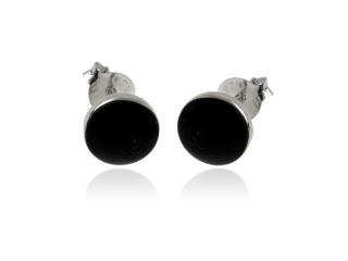 Kolczyki srebrne Kółka płaskie 7mm Czarna masa k3690-2  0,8g.