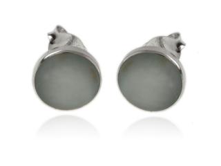Kolczyki srebrne Kółka płaskie 8mm z opalizującą masą k3688-4 1,0g.