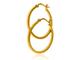 Kolczyki srebrne pozłacane koła 3 cm przekrój kwadratowy k3251a - 3,7g.