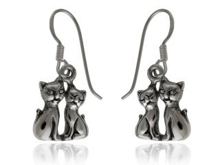 Kolczyki wiszące srebrne koty k3306 -2,8g.