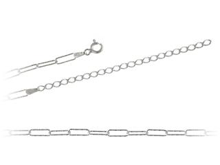Łańcuszek srebrny Ogniwa Spinacze Diamentowany 45+3cm fl204 - 3,5g.