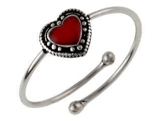 Pierścionek srebrny serce czerwona masa p0281 - 0,7g.