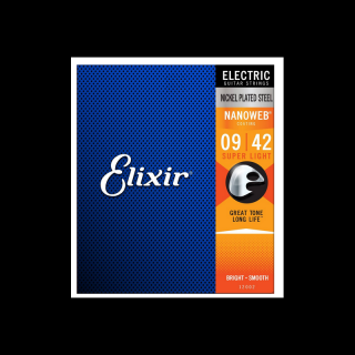 Elixir Nanoweb (9-42) Super Light - struny do gitary elektrycznej
