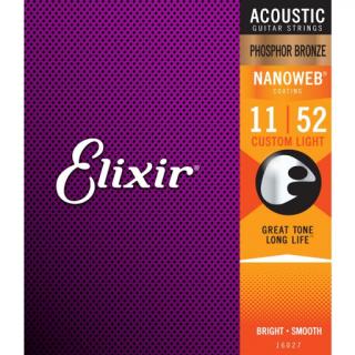 ELIXIR Strings Phosphor Bronze Ultra-Thin NANOWEB 11-52 CUSTOM LIGHT 16027