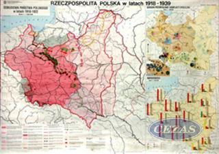 MAPA RZECZPOSPOLITA POLSKA 1918-1939 /PŁÓTNO/(HIS011) MAPA RZECZPOSPOLITA POLSKA 1918-1939 /PŁÓTNO/(HIS011)