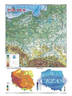 PLANSZA POLSKA MAPA HIPSOMETRYCZNA + MAPKI TEMPERATURY I OPADÓW (PLA314) PLANSZA POLSKA MAPA HIPSOMETRYCZNA  :1000000    (PLA314)