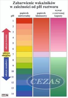 ZABARWIENIE WSKAŹNIKÓW W ZALEŻNOŚCI OD PH ROZTWORU PLANSZA   (PLA319) ZABARWIENIE WSKAŹNIKÓW W ZALEŻNOŚCI OD PH ROZTWORU PLANSZA   (PLA319)