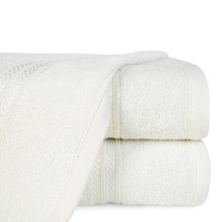 Ręcznik bawełniany 50x90 LORI kremowy z delikatną bordiurą z błyszczącą nicią