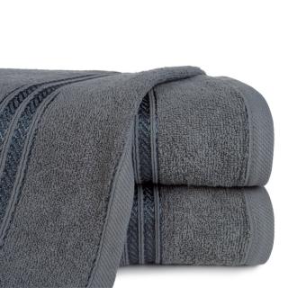 Ręcznik bawełniany 70x140 LORI grafitowy z delikatną bordiurą z błyszczącą nicią