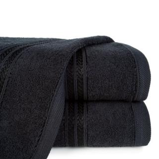 Ręcznik bawełniany 50x90 LORI czarny z delikatną bordiurą z błyszczącą nicią