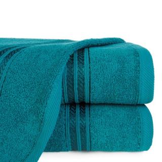 Ręcznik bawełniany 70x140 LORI turkusowy z delikatną bordiurą z błyszczącą nicią