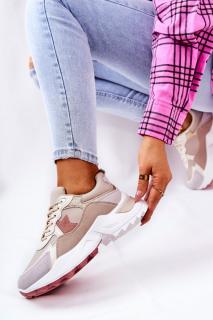 Sportowe Buty Na Platformie Beżowo-Różowe Berenice